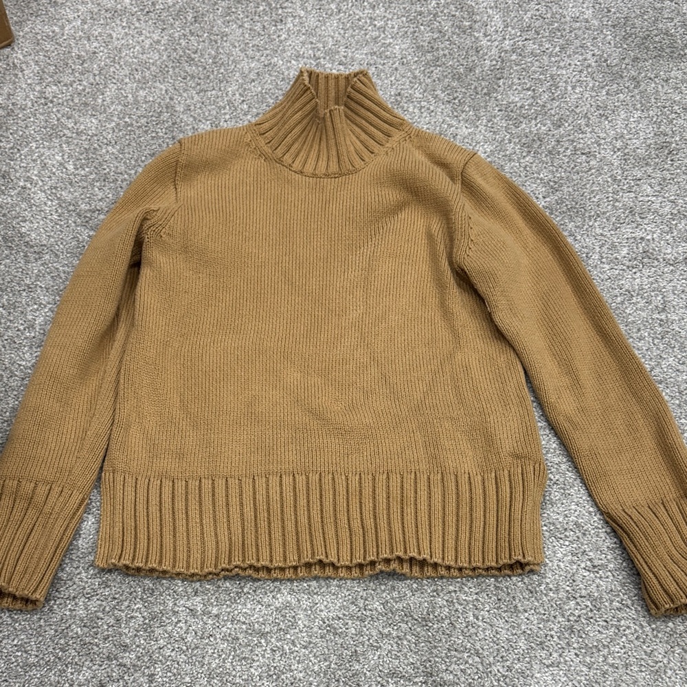 J. Crew Women's Camel Turtleneck Sweater - Classic Ribbed Mock Neck